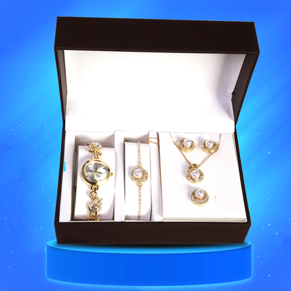 5 JOYAS (COLLAR, ARETES, ANILLO, PULSERA, RELOJ)