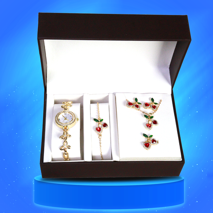 5 JOYAS (COLLAR, ARETES, ANILLO, PULSERA, RELOJ)